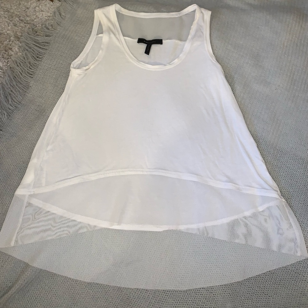 BCBG MaxAzria White Sleeveless Women's Top